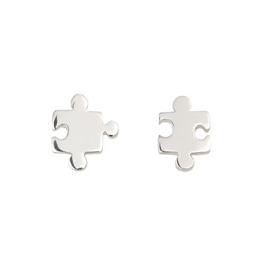 Silver Jigsaw Stud Earrings - Lily Charmed