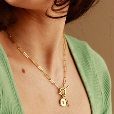 Gold Plated Long Link Charm Charm Collector Necklace by Lily Charmed