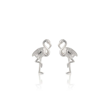Silver Flamingo Stud Earrings - Lily Charmed