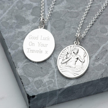 Engraved Silver St Christopher Necklace - Lily Charmed