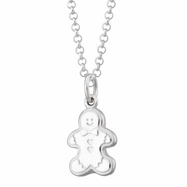 Silver Gingerbread Man Biscuit Necklace | Festive Biscuit Necklaces by Lily Charmed