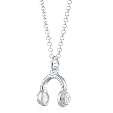Silver Headphones Charm Necklace | Lily Charmed