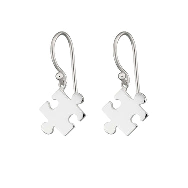 Silver Jigsaw Charm Hook Earrings - Lily Charmed
