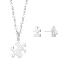 Silver Jigsaw Jewellery Set With Stud Earrings - Lily Charmed