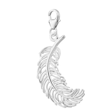 Silver Large Feather Clip on Charm by Lily Charmed