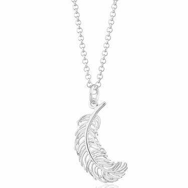 Silver Feather Charm Necklace - Lily Charmed
