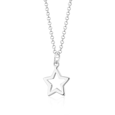 Silver Open Star Charm Necklace | Lily Charmed