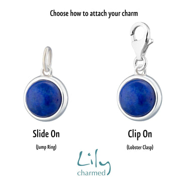 Silver Blue Lapis Wisdom Healing Stone Charm - Lily Charmed