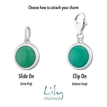 Silver Green Chrysoprase Happiness Healing Stone Charm - Lily Charmed