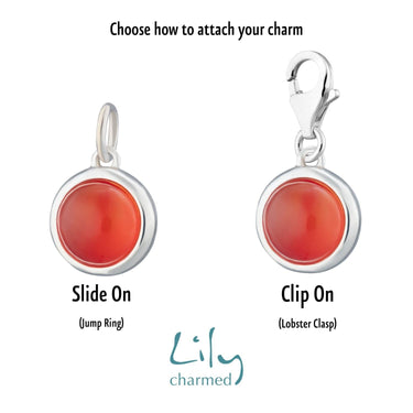 Silver Orange Agate Healing Stone Charm (Harmony) - Lily Charmed