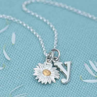 Silver Daisy Flower Charm Necklace - Lily Charmed