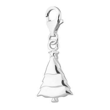 Silver Christmas Tree Charm | Christmas-Themed Charm for Bracelet | Lily Charmed