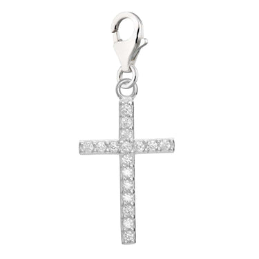Silver Cross Charm with Crystals | Silver Charms by Lily Charmed