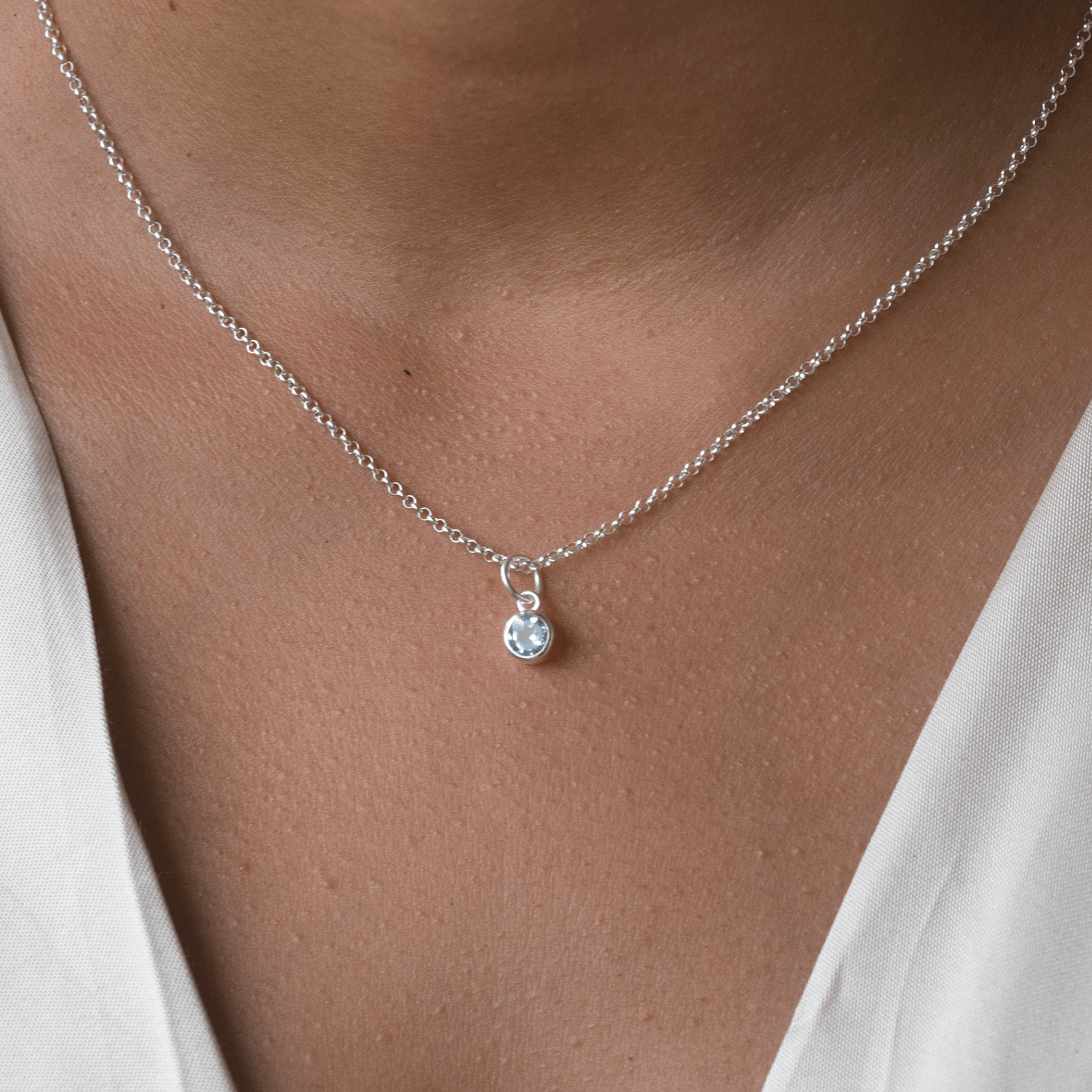 December Birthstone Necklace Blue Topaz Lily Charmed