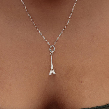 Silver Eiffel Tower Charm on Necklace - Lily Charmed