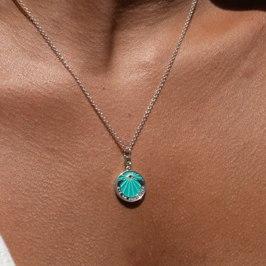 Silver Eye Am Protected Turquoise Coin Necklace | Lily Charmed Necklaces
