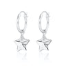 Silver Faceted Star Charm Hoop Earrings - Lily Charmed