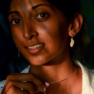 Gold Plated Feather Charm Hoop Earrings - Lily Charmed