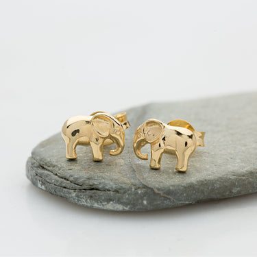 Gold Plated Elephant Stud Earrings by Lily Charmed