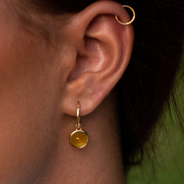 Gold Plated Yellow Lightning Resin Charm Hoop Earrings