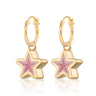 Gold Plated Geometric Pink Star Charm Hoop Earrings - Lily Charmed