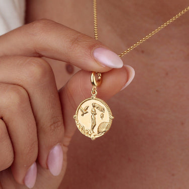 Gold Goddess of Love Aphrodite Charm Necklace | Goddess Penant Necklace