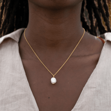 Gold Plated Baroque Pearl Necklace