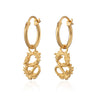Gold Chinese Dragon Charm Hoop Earrings by Lily Charmed