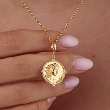 Gold Goddess of Fertility & Nature Demeter Charm Necklace | Goddess Penant Necklace