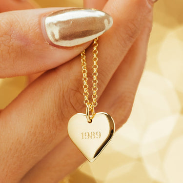 Engraved Gold Plated Medium Heart Necklace by Lily Charmed