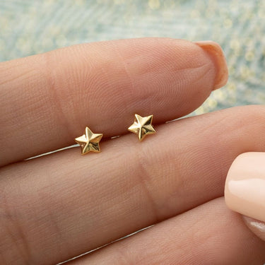 Gold Plated Faceted Star Stud Earrings