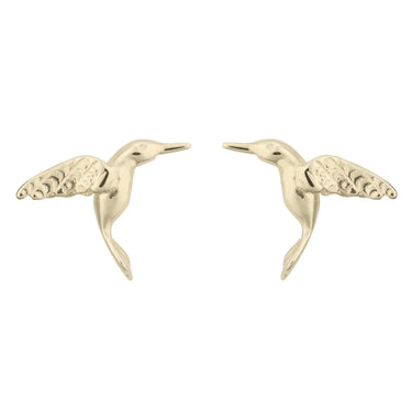 Gold Plated Hummingbird Stud Earrings - Lily Charmed