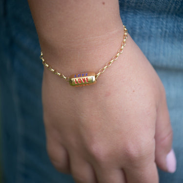 Gold Love is All Around Bracelet in Rainbow by Lily Chrarmed