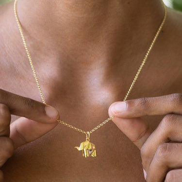 Gold Plated Origami Elephant Necklace