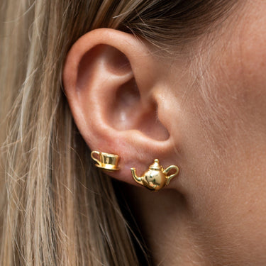 Gold Teapot and Teacup Stud Earrings - Lily Charmed