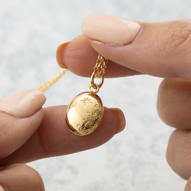 Gold Tiny Celestial Locket Necklace by Lily Charmed