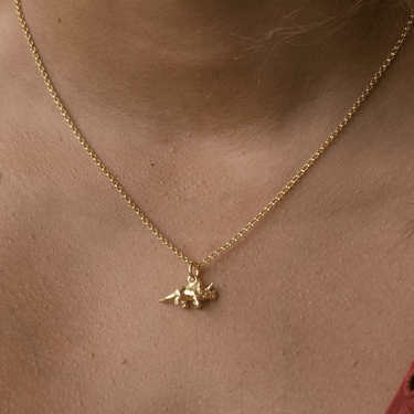 Gold Triceratops Dinosaur Charm Necklace | Lily Charmed