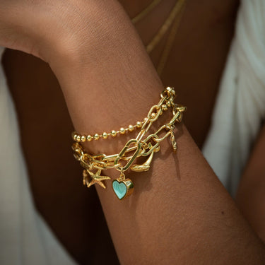 Gold Plated Triple Link Charm Collector Bracelet | Lily Charmed Jewellery