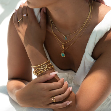 Gold Plated Triple Link Charm Collector Bracelet | Lily Charmed Bracelets