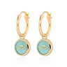 Gold Plated Turquoise Eye Resin Charm Hoop Earrings - Lily Charmed