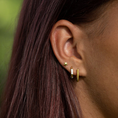 Gold Plated Enamel Dot Huggie Hoop Earrings by Lily Charmed