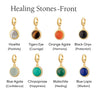 Gold Healing Stone Charms Front View  with universal clasp compatible with Pandora bracelets | Healing Crystal Charms