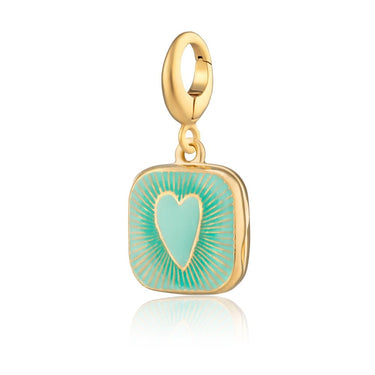 Gold Turquoise Heart Locket Charm keepsake by Lily Charmed
