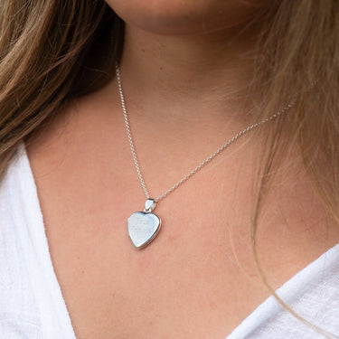Engraved Silver Large Heart Locket Necklace