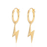 Gold Plated Lightning Bolt Charm Hoop Earrings - Lily Charmed