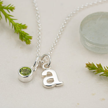 August Birthstone Jewellery Set (Peridot) | August Birthstone Necklace & Stud Earrings by Lily Charmed
