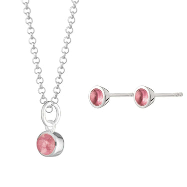 October Birthstone Jewellery Set (Pink Tourmaline) | Birthstone Jewellery | Lily Charmed