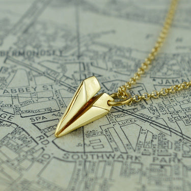 Gold Paper Plane Necklace | First Anniversary Gifts | Lily Charmed