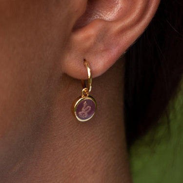 Silver Purple Snake Resin Charm Hoop Earrings - Lily Charmed Earrings