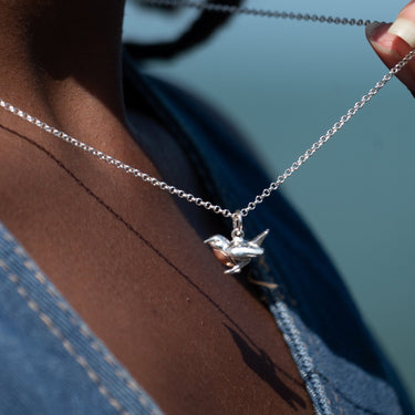 Silver Robin Bird Necklace - Lily Charmed